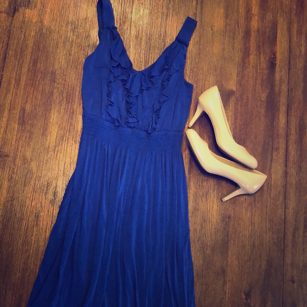 Blue ruffle top dress